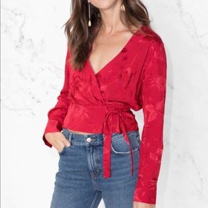 & Other Stories Satin Wrap Top